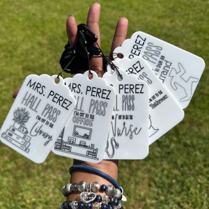 Mix & Match Extra Hall Pass, Back to School Teacher Supplies,Customized, Choose A Design, Classroom, Lanyards, Durable, Plastic, Acrylic