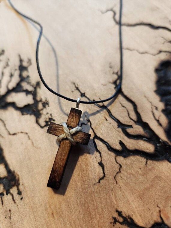 Small wooden cheap cross necklace