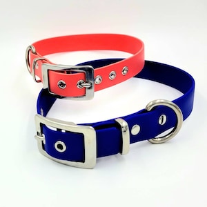 Handmade dog collar, 1&quot; BioThane&#174 stainless steel hardware, strong, waterproof, odorproof, custom size, UV-resistant, lots of colors!