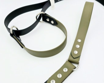 French Martingale leash-collar combo. Waterproof odorproof UV-resistant BioThane®. All stainless steel hardware. Custom size and colors!