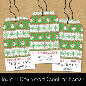 Printable Christmas Gift Tags - Print at Home Instant Holiday Gift Labels