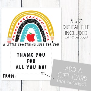 Teacher Gift Card Holder | Printable Gift Card | Teacher Appreciation Cards | Digital Download PDF File | Best Teacher Ever Rainbow Card