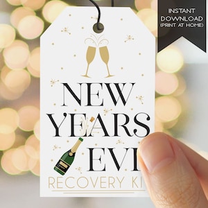New Years Eve 2024 Printable Favor Tags - New Years Hangover Recovery Kit Tags - Digital Download Hangover Kit Labels - Adult Party Supplies