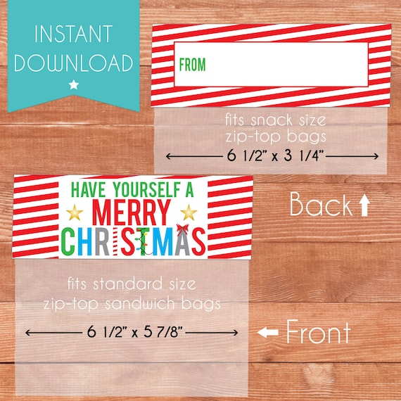 Printable Christmas Bag Toppers for Kids Instant Download | Etsy