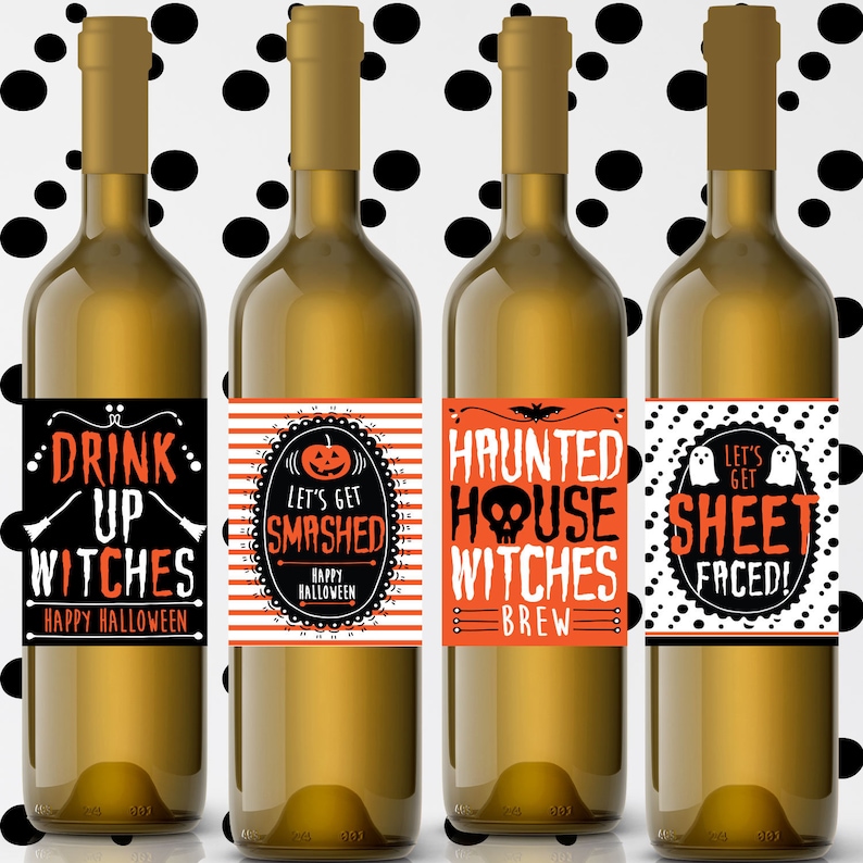 Printable Halloween Wine Labels DIY Print at Home Wine | Etsy