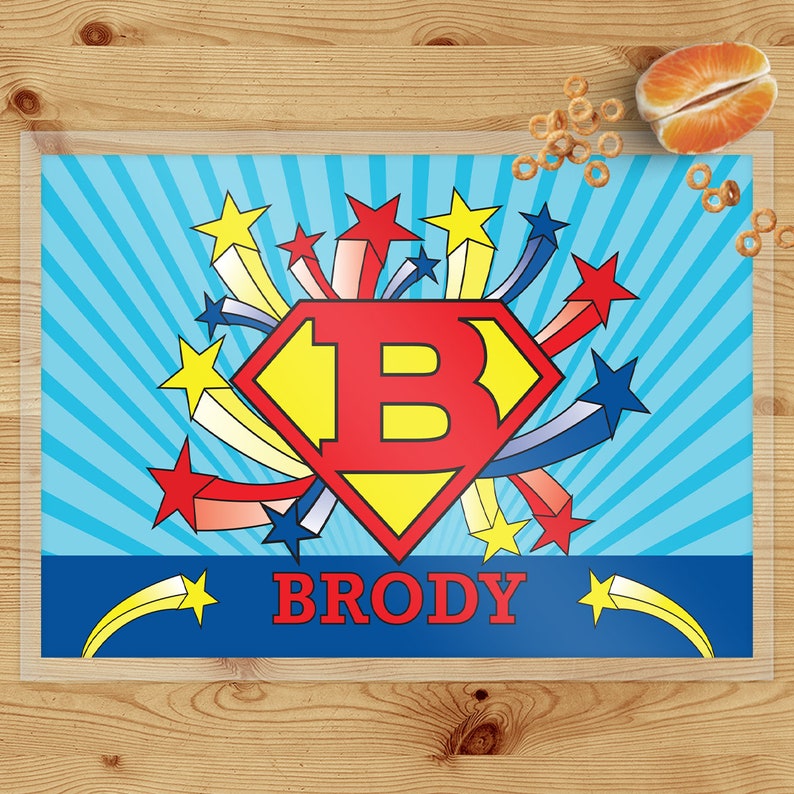 Superhero Gifts for Boys Kids Personalized Placemat Etsy
