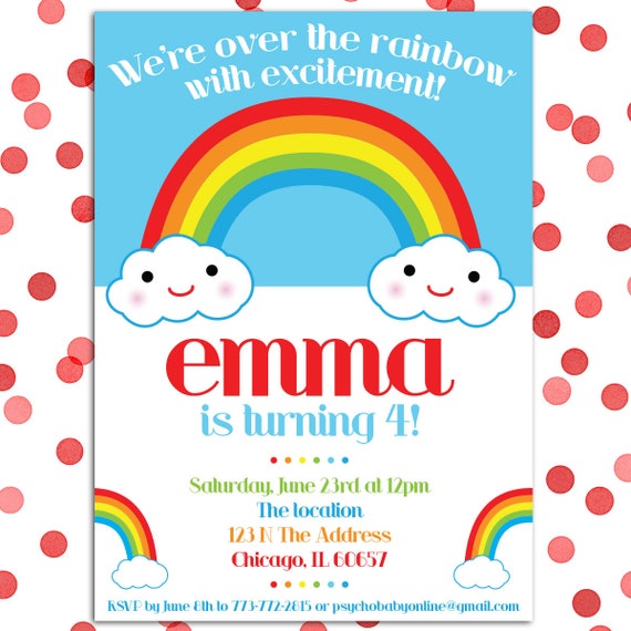 rainbow party invitations printable rainbow birthday invites etsy