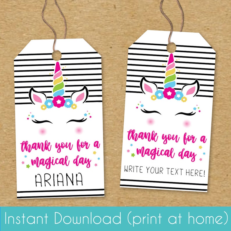 Printable Favor Labels for Girls Unicorn Birthday Party - Etsy