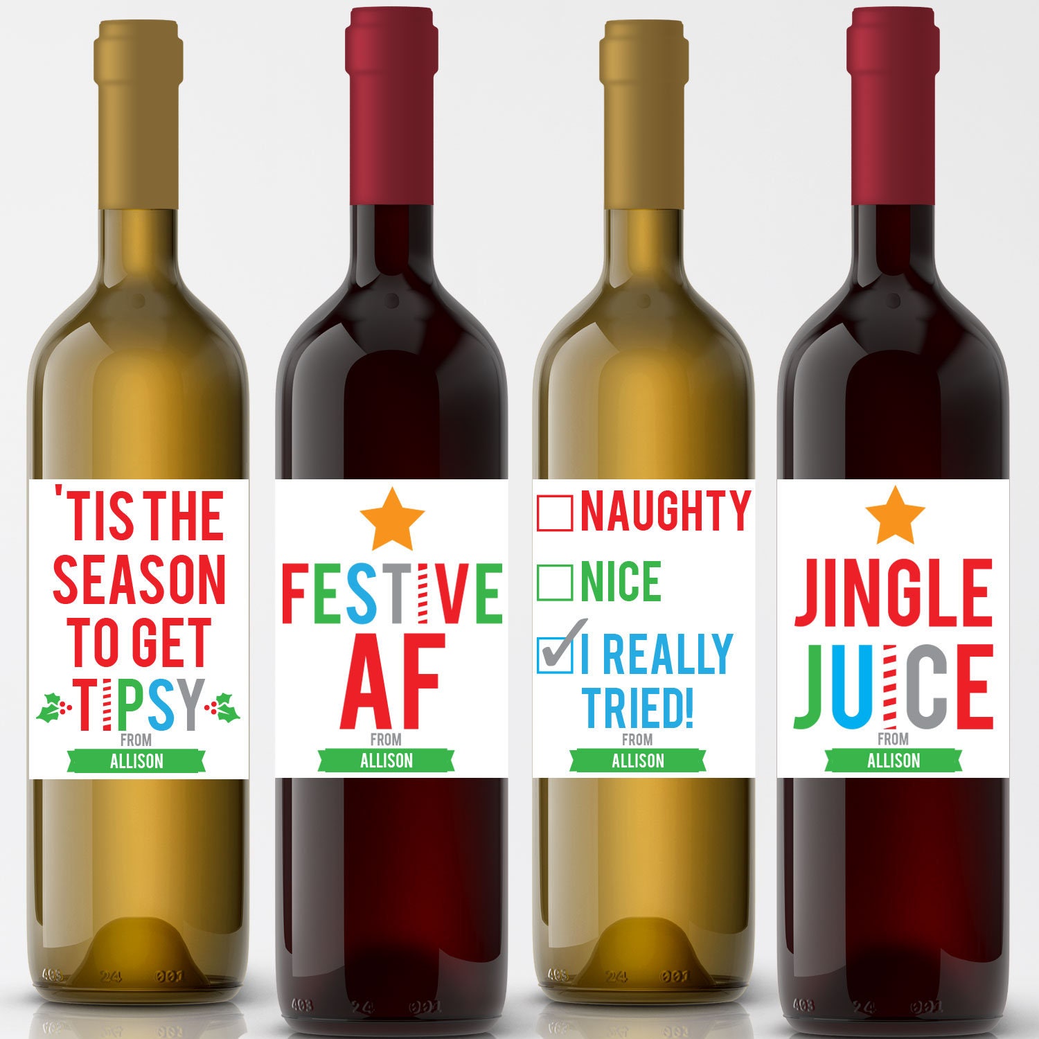 Funny Christmas Wine Labels 