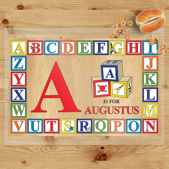 Alphabet Print Kids Placemat Personalized ABCs Learning Mat Etsy