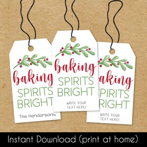 Christmas Cookie Tags - Printable Holiday Hang Tags - Cookie Favor ...