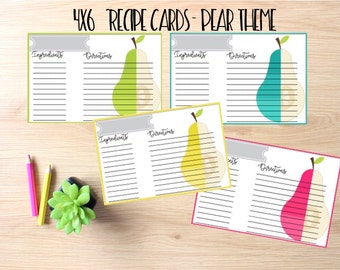 Printable Recipe Cards 4x6, Instant Download