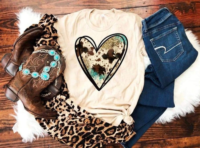 Western Theme Tshirt Western Boho Cowhide Shirt Cowgirl Tee Western Shirt Western Boho Shirt Cowgirl Tee Shirt Western Tees