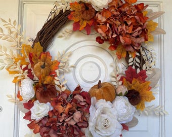 Herbstkranz, Herbst Dekor, Türkranz, Herbstkranz, Herbst Dekor, Kürbiskranz