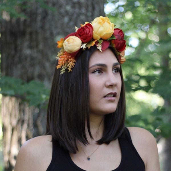 Queen of Fall Flower Crown, Fall Flower Crown, Bridal Crown, Maternity Crown, Flower Girl Crown, Bridesmaid Crown