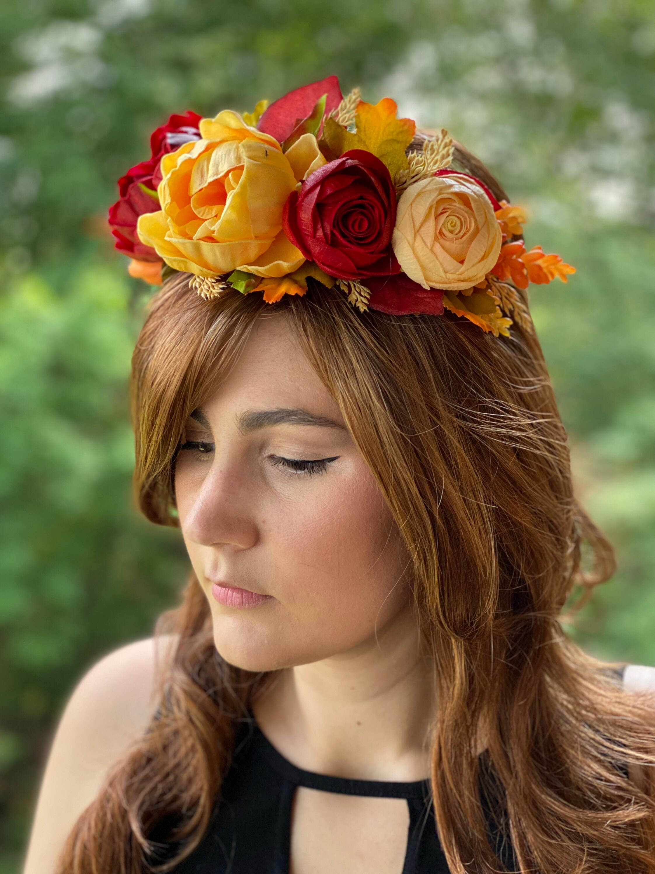 Queen of Fall Flower Crown Fall Flower Crown Bridal Crown Etsy