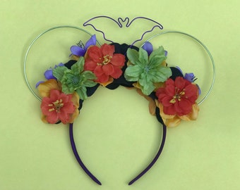 Not So Scary - Halloween Inspired Wire and Flower Mouse Ears, Halloween Mouse Ears, Not So Scary Halloween Ears