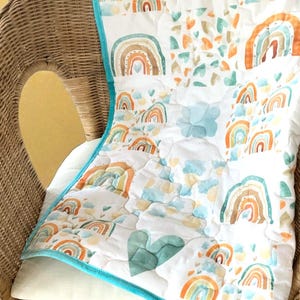 Rainbow Baby Quilt: Handmade Cotton Nursery Blanket