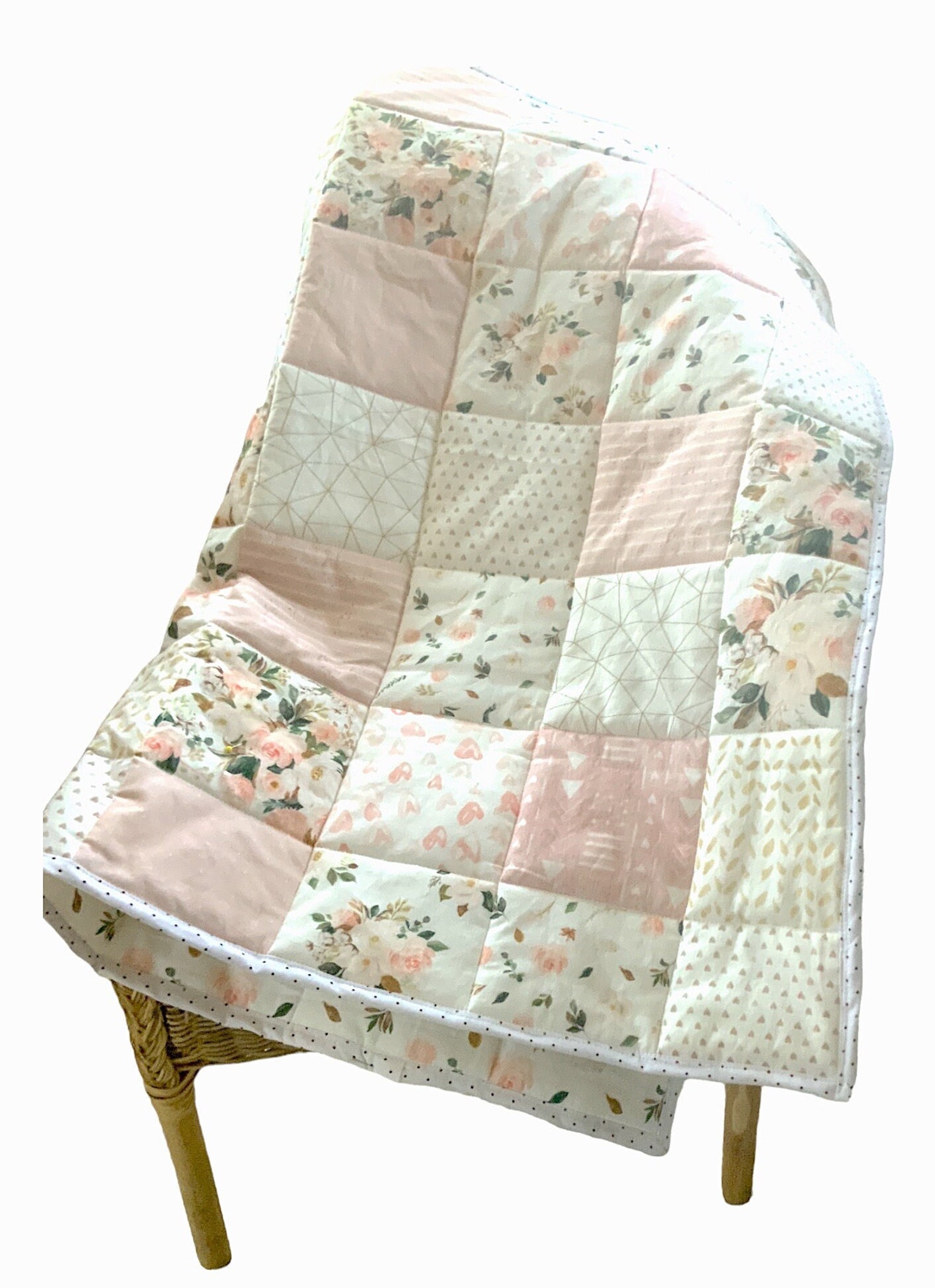Floral Baby Quilt, Baby Quilt, Floral Nursery Blanket, Daycare Blanket