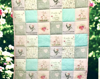 Woodland baby quilt, Baby quilt, Woodland nursery blanket, Daycare blanket, baby girl quilt, baby shower gift, new baby gift