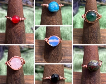 Small Crystal Wire Wrapped Rings