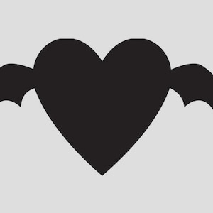 Puede incluir: Un corazón negro con alas, un diseño estilizado que podría representar el amor, la libertad o una combinación de ambos.