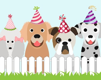 Puppy Party Table Backdrop - Digital File OR Printed Banner - 4x6 ft