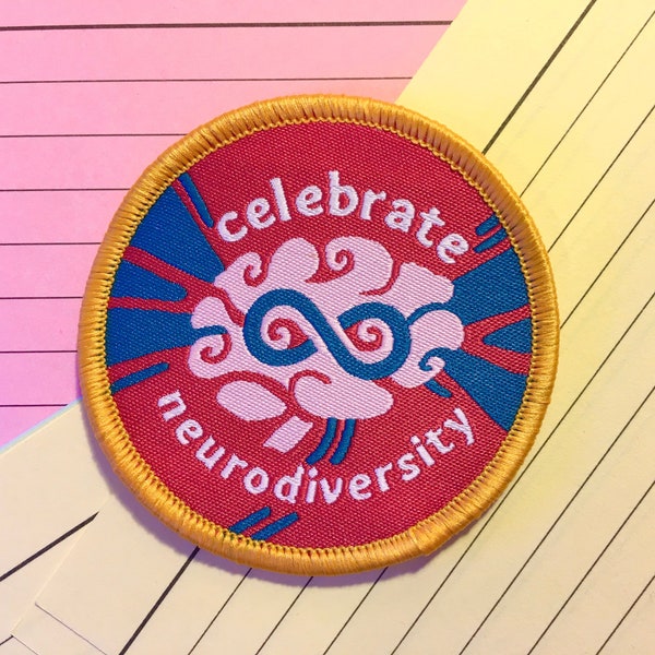 celebrate neurodiversity iron/sew on patch - autism adhd pride