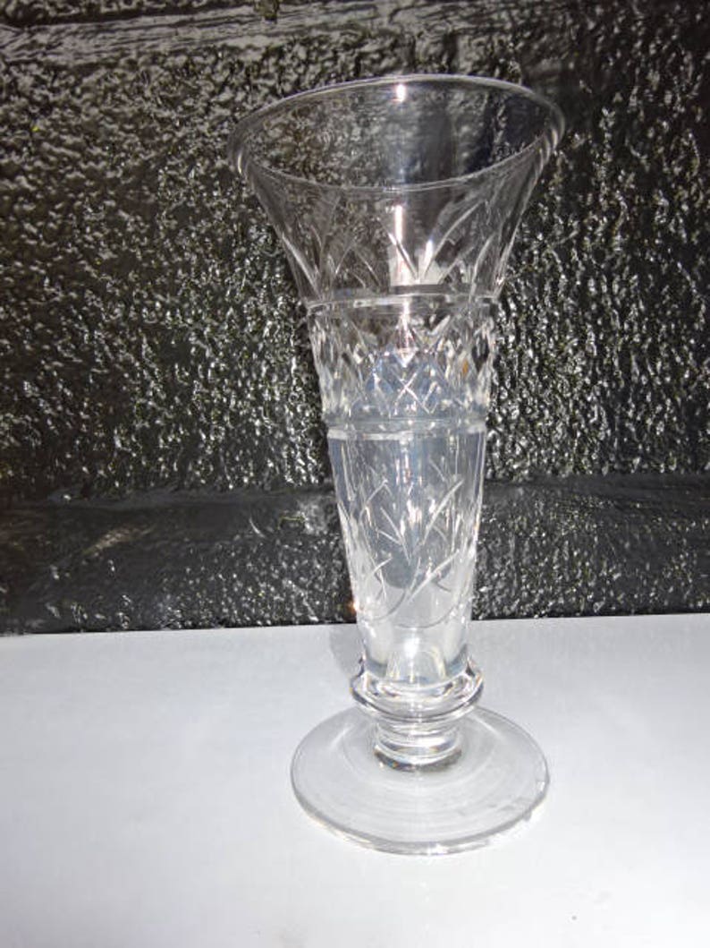 Cut Glass Vase Handcut Glass Vase Vase Flower Vase Vintage Etsy