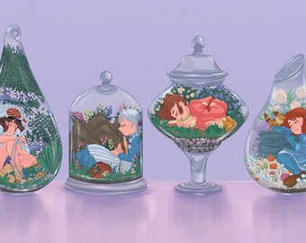 Flowers of Ghibli - Terrarium Print (11" x 17")