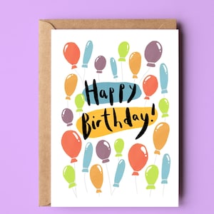 Alles Gute zum Geburtstag Karte | Umweltfreundliche recycelte Geburtstagsballons-Karte | Eco Briefpapier Geschenk | Kindergeburtstag Ballon Karte