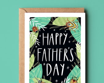 Happy Father's Day Folk Art Card, Eco Recycled Dad Greetings Card