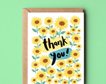 Thank You Sunflower Card | Eco Friendly Recycled Floral Thank You Card