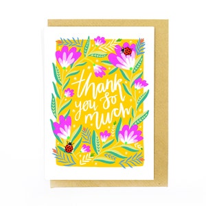 Thank You So Much Yellow Floral Card, Eco Recycled Thank You Gardener Nature Card image 2