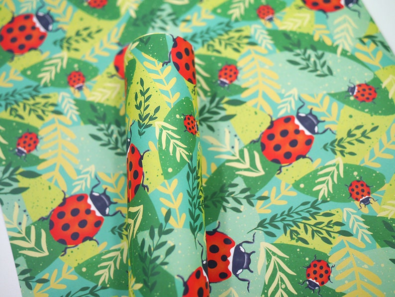Ladybird Recycled Gift Wrap Eco Friendly Recycled Nature Inspired Wrapping Paper image 2