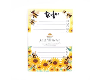 Bumble Bee A5 To Do List Planner Notepad | Recycled Eco Friendly Nature Inspired Stationery Gift