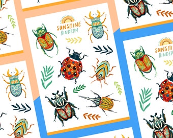 Jungle Bugs Bujo Planning Sticker Sheet, Bullet Journal Planning Stationery Sticker Sheets