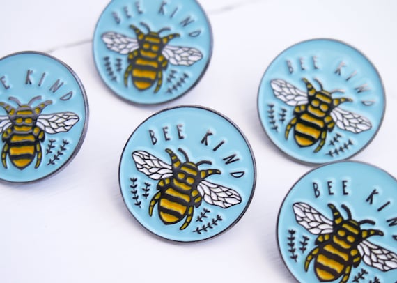 Bee Kind Enamel Pin | Eco Friendly Bee Lovers Kindness Pin | Self Care Birthday Accessory Gift