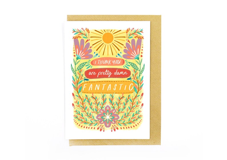 Pretty Damn Fantastic Card, Eco Recycled Friendship Love Greetings Card image 2