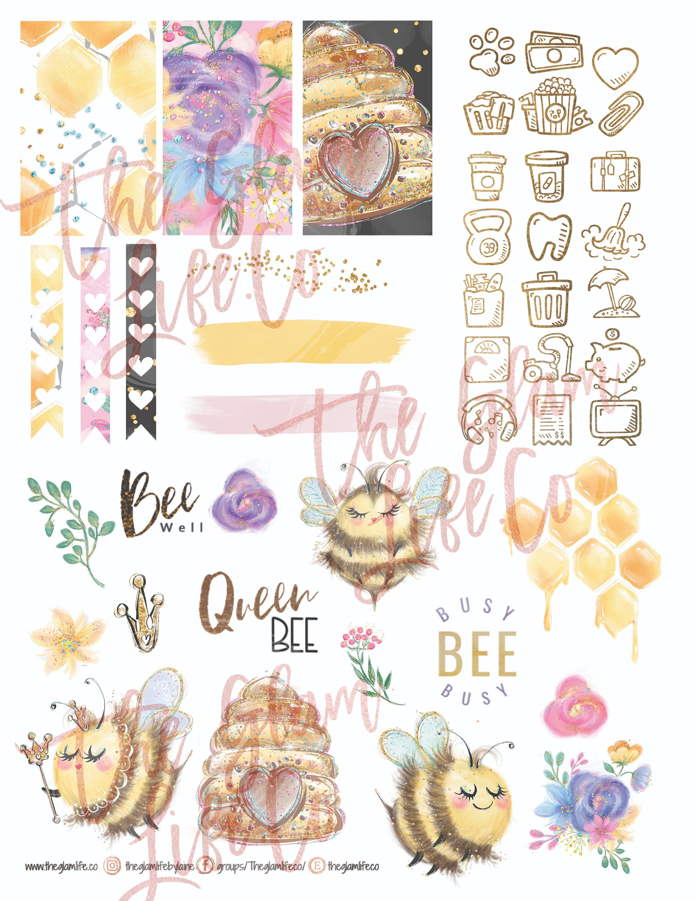 Queen Bee Digital Planner Sticker Page - Etsy