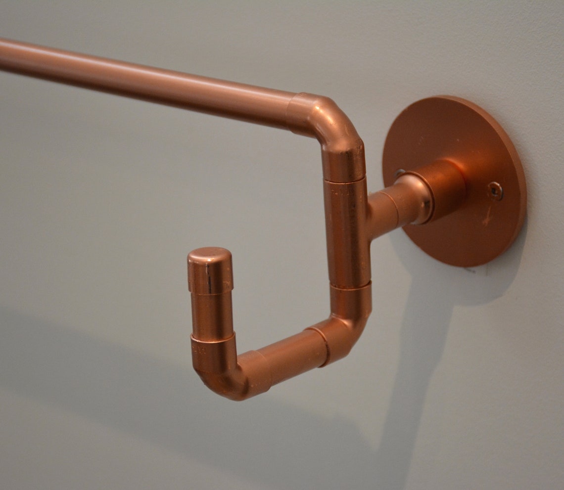 Copper Towel Bar with End Hooks/Copper Towel Rail/Copper Towel Etsy