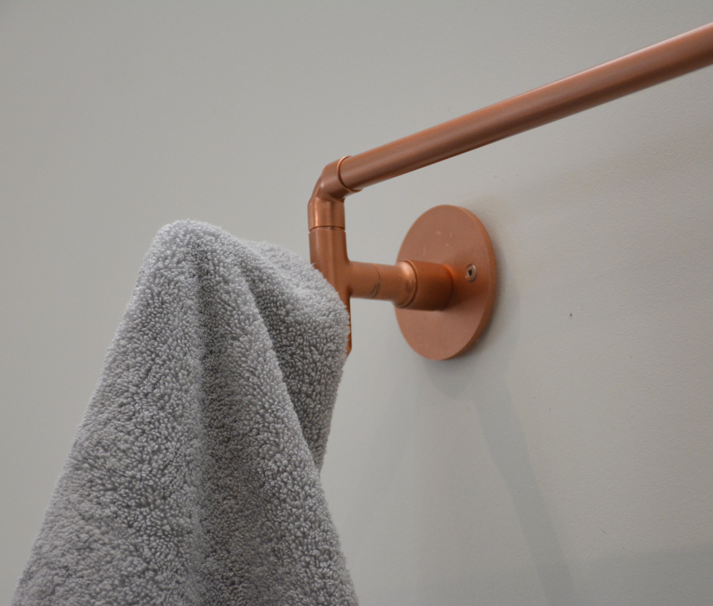 Copper Towel Bar with End Hooks/Copper Towel Rail/Copper Towel | Etsy
