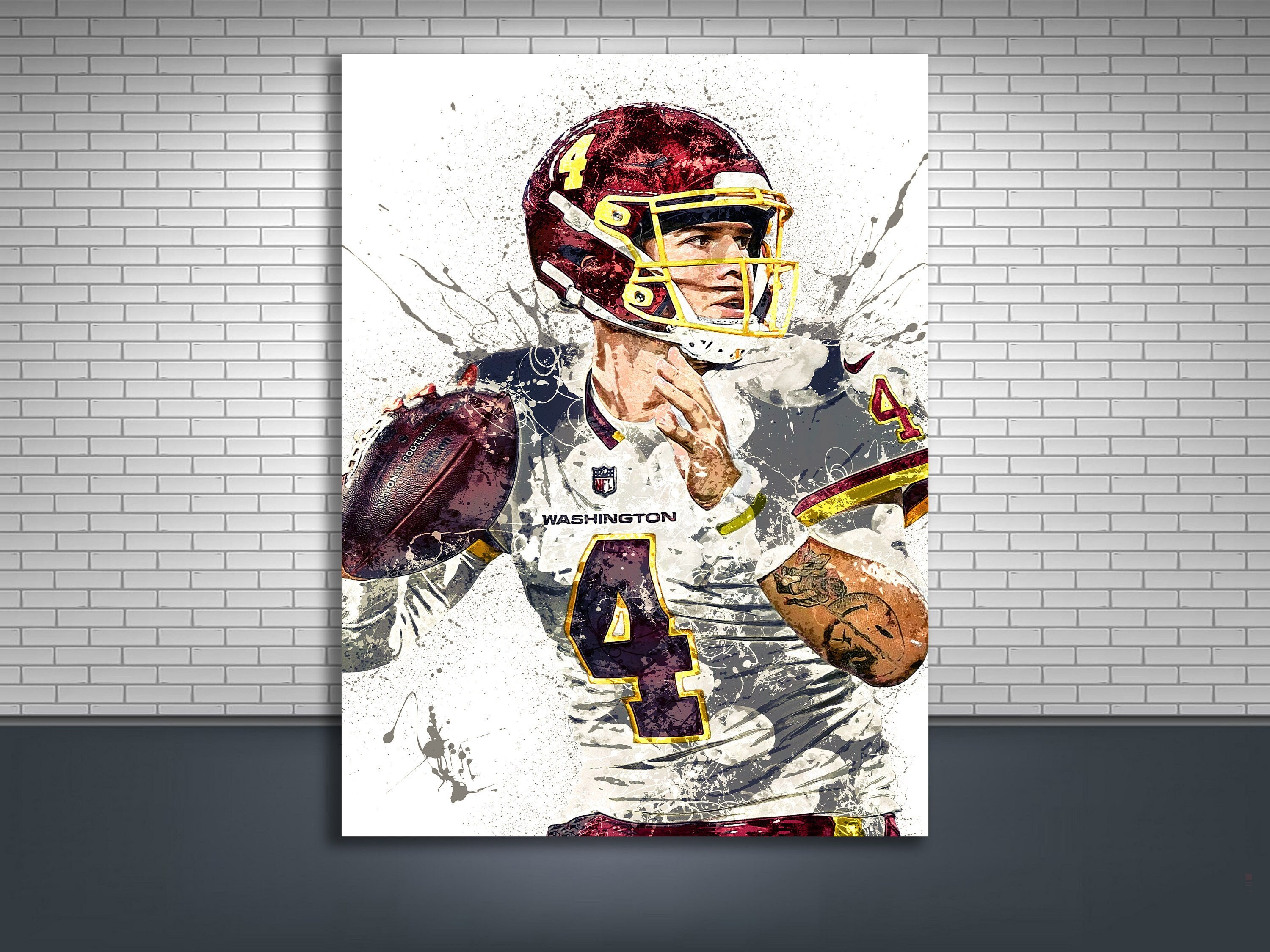 Discover Taylor Heinicke Poster, Washington Commanders, Canvas Wrap, Kids room, Man Cave, Game Room, Bar