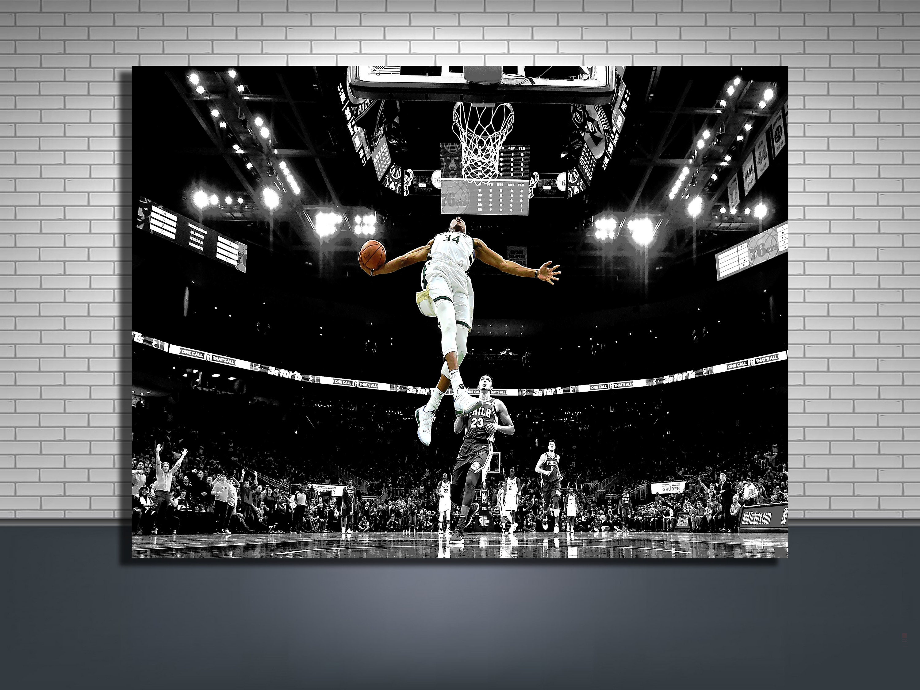 Giannis Antetokounmpo Poster Dunk Milwaukee Bucks Canvas | Etsy