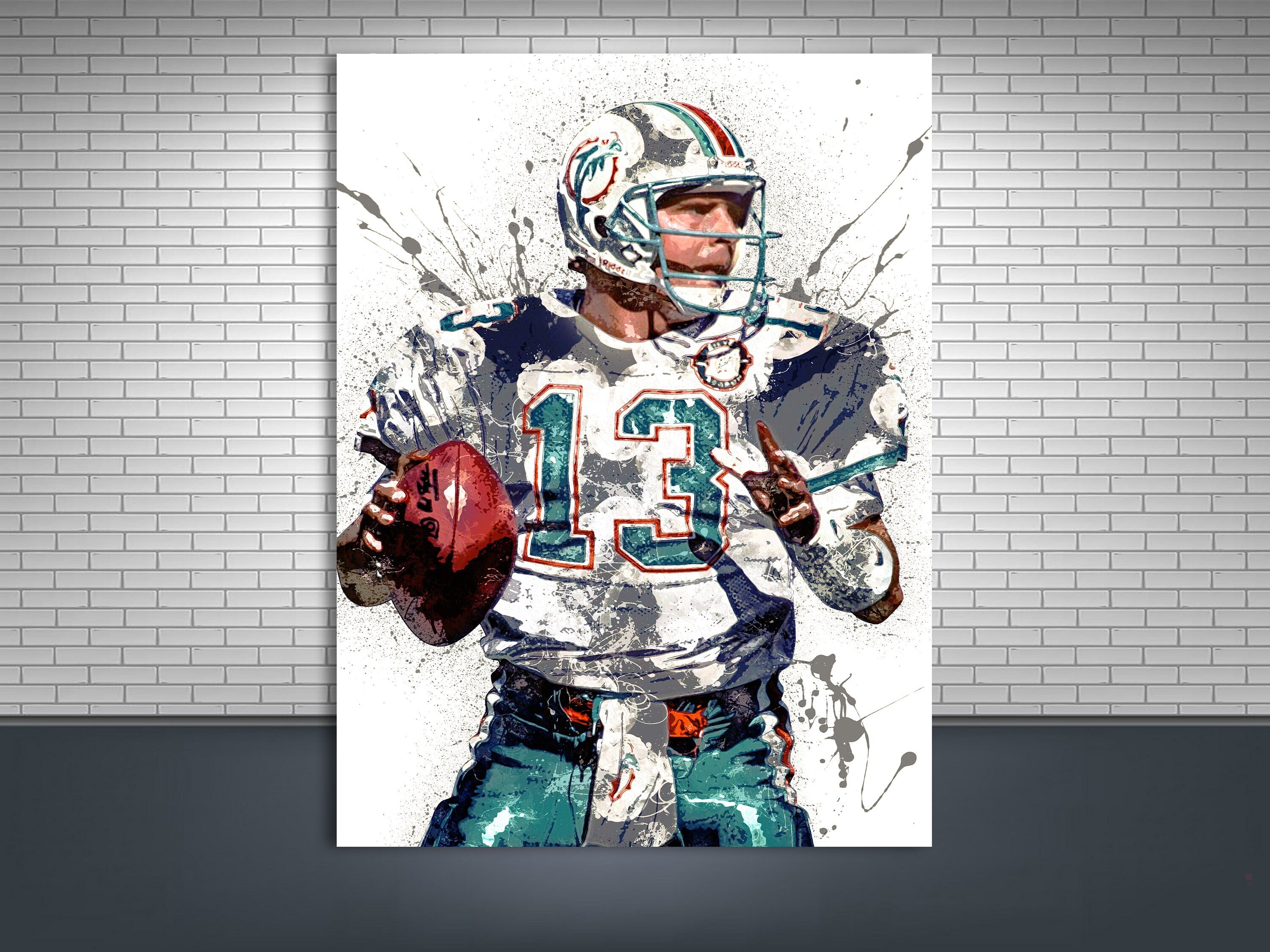 Discover Dan Marino Poster, Miami Dolphins, Canvas Wrap, Kids Room, Man Cave, Game Room