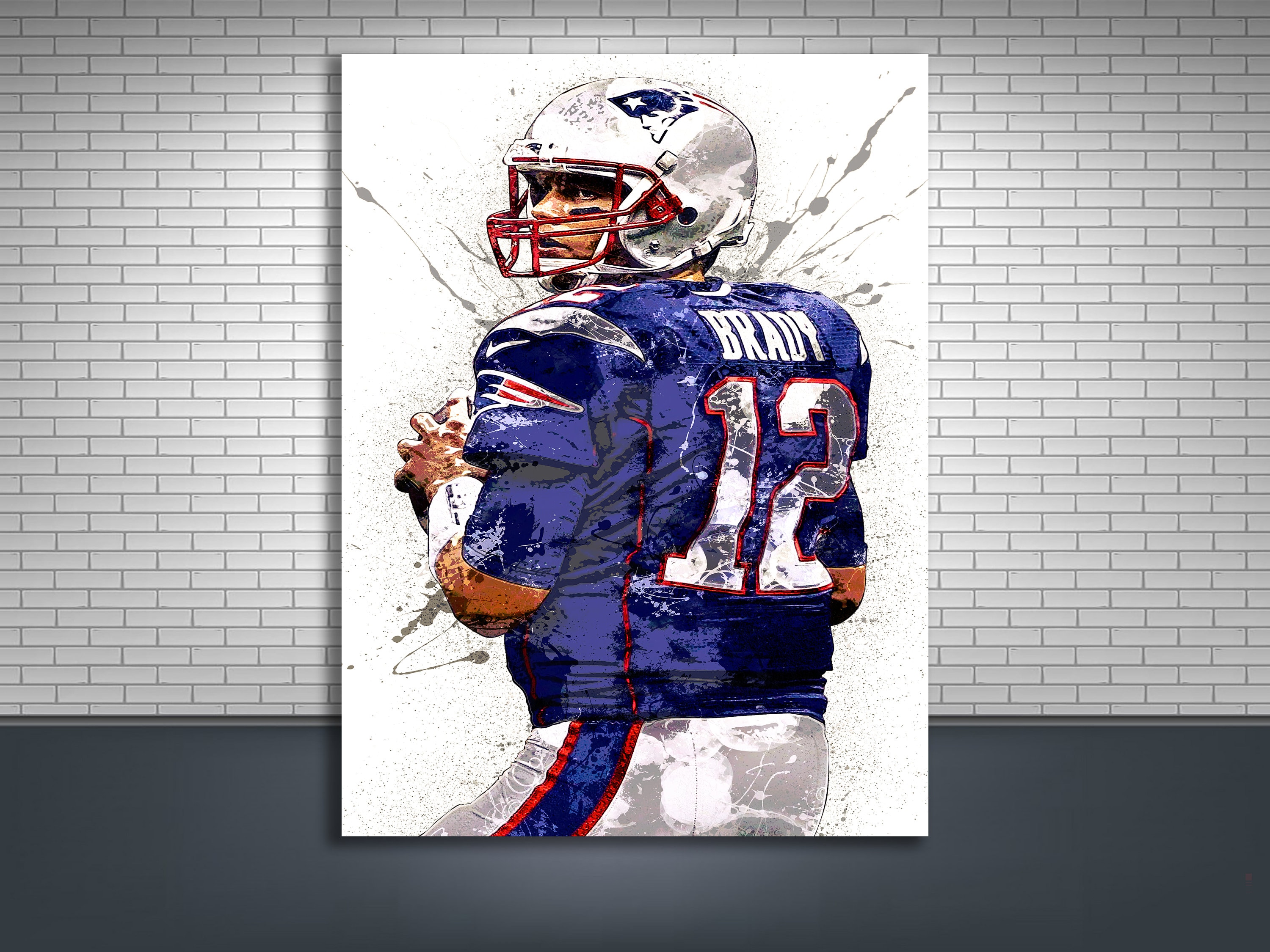 Tom Brady Poster, New England Patriots, Canvas Wrap, Kids room, Man Cave, Bar, Game Room