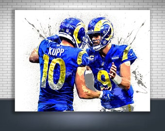 Cooper Kupp, Matthew Stafford Poster, Los Angeles Rams, Canvas Wrap, Kids Room, Man Cave, Bar, Game Room