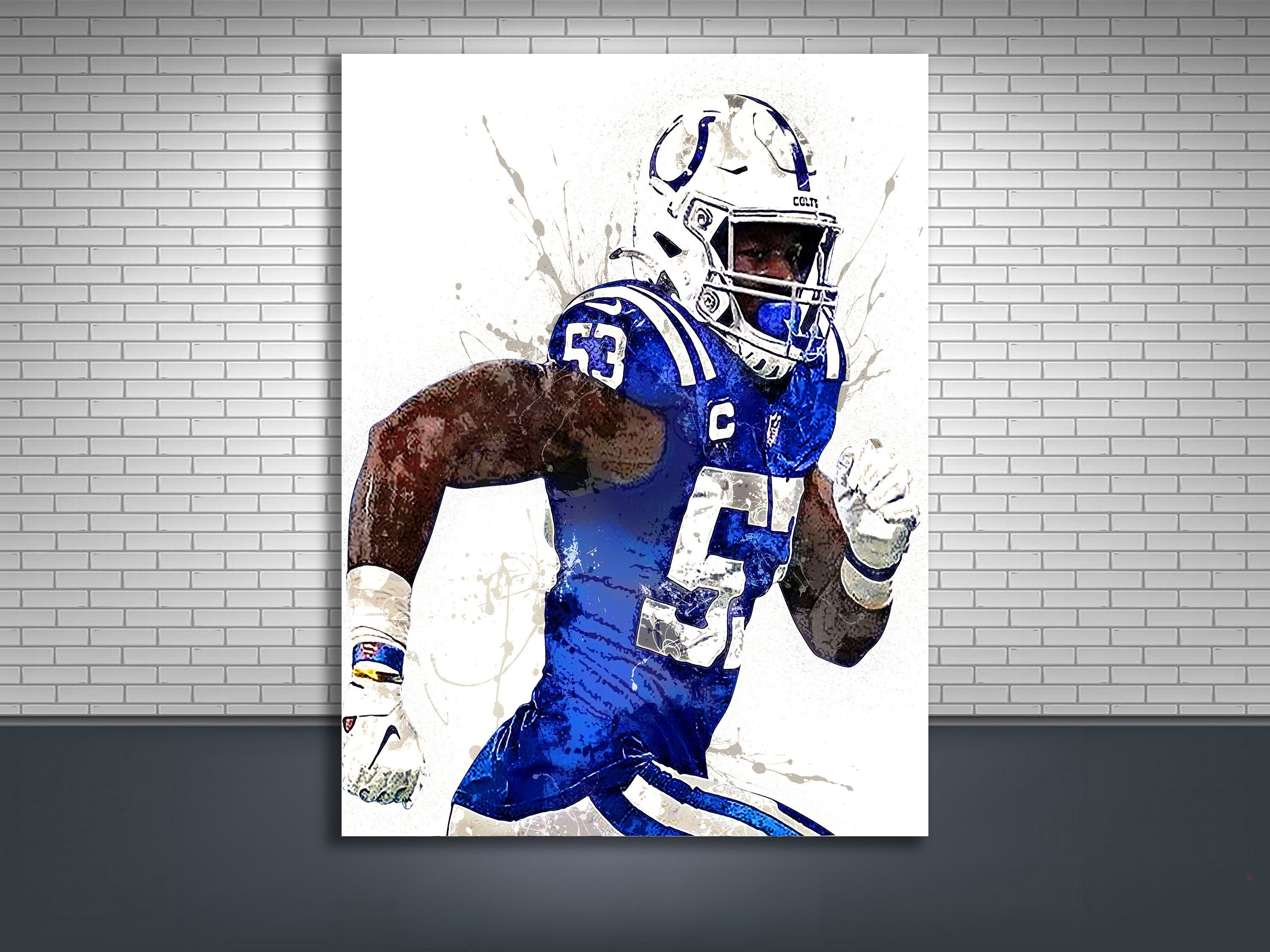 Discover Darius Leonard Poster - Indianapolis Colts - Canvas Wrap, Man Cave, Bar, Game Room, Kids Room