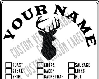 DEER VENISON meat Custom Check-Off Freezer - Butcher Shop Label - FREE Shipping Hunter Gift