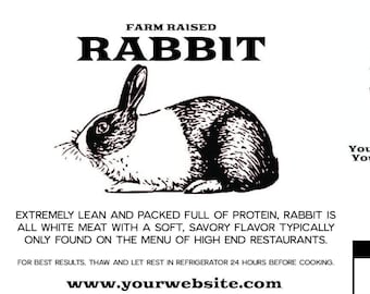 Rabbit Poultry Custom Processing Freezer Label PL 90-492 EXEMPT Farm Raised, Free Shipping! Small Farm Marketing Solutions.